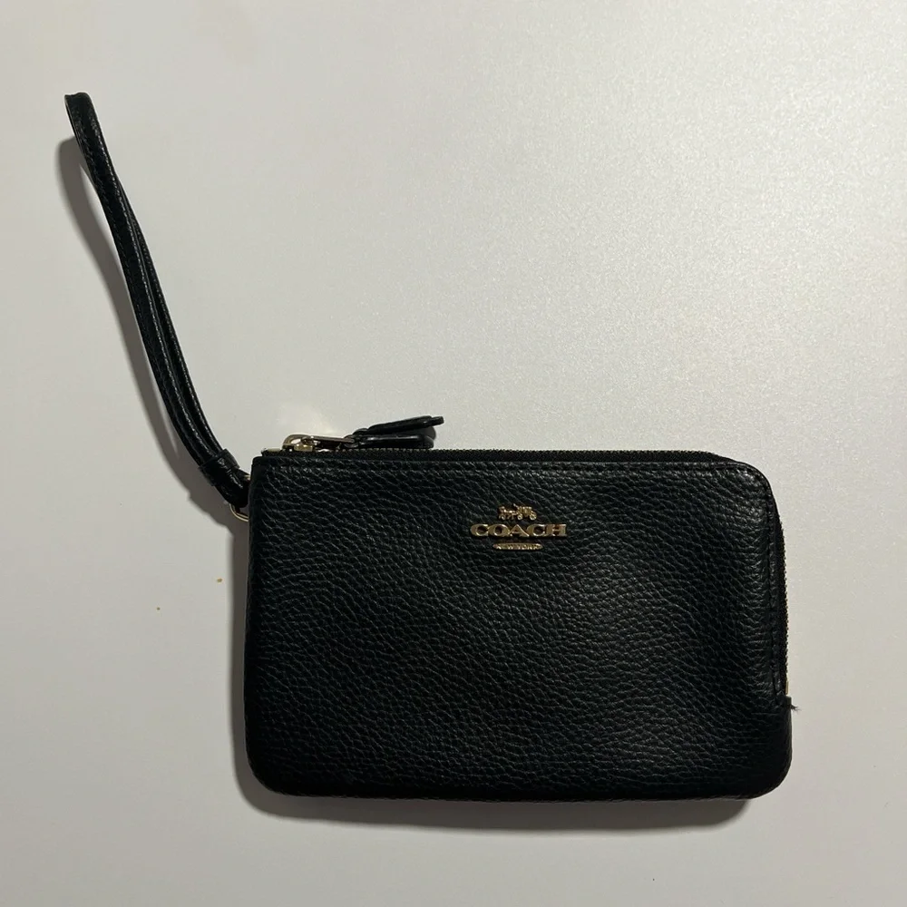 Coach Black Leather Wristlet - Picture 1 of 4